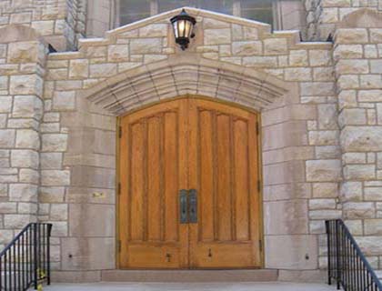 After: Historic church entrance steam cleaning