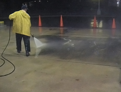 Overnight concrete cleaning