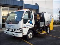 Parking lot power sweeping