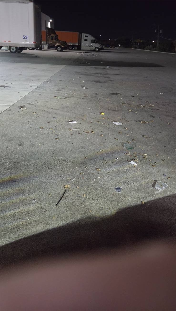 Before: Porter litter pick-up in a truck parking area