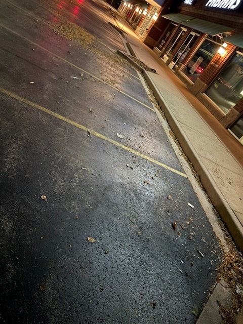 Before: Porter clean-up along a storefront curb