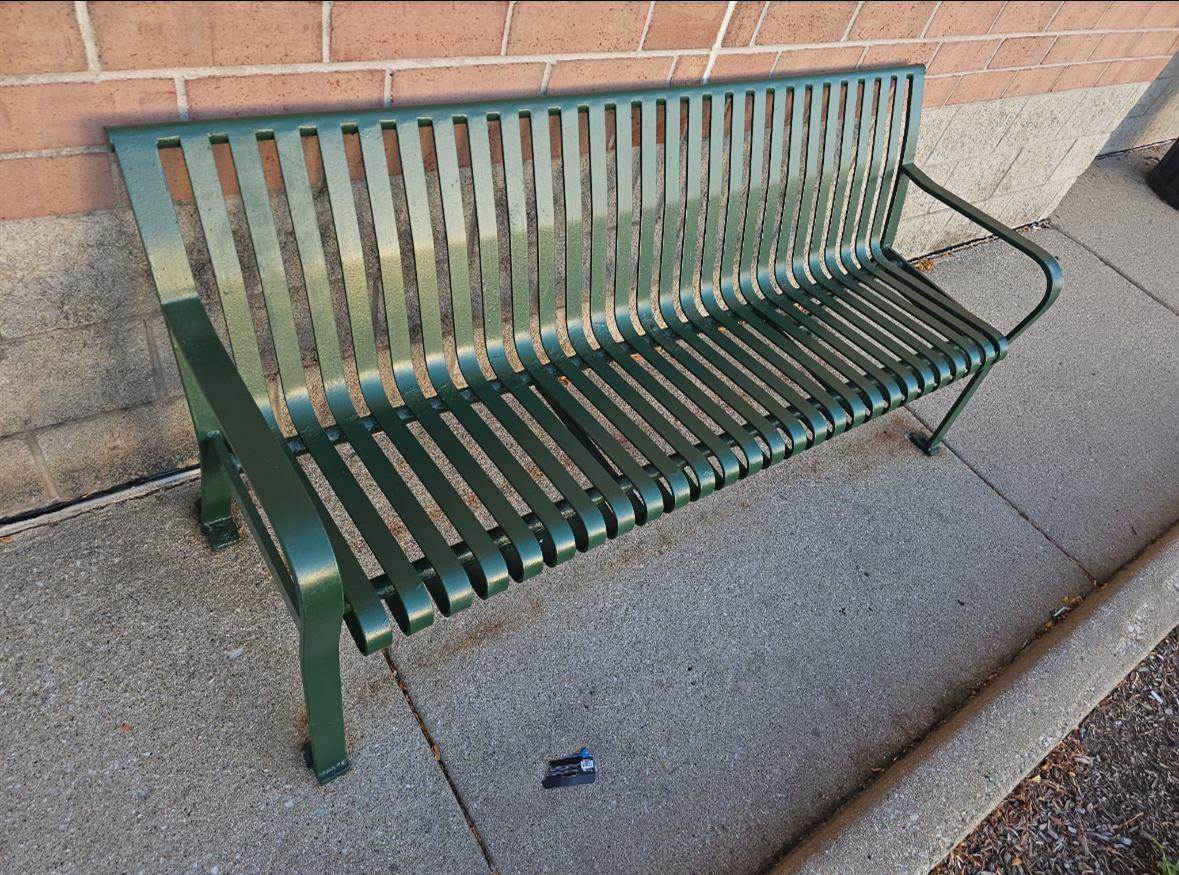 Freshly painted site bench