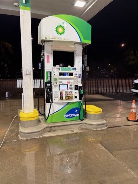 After: Pump island steam cleaned