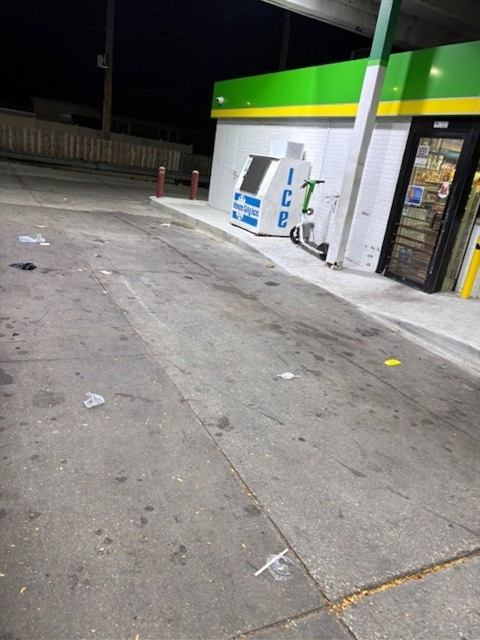 Before: Concrete degreased near the entrance