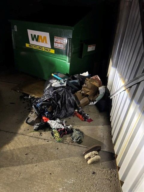 Before: Debris removed from a retail trash enclosure