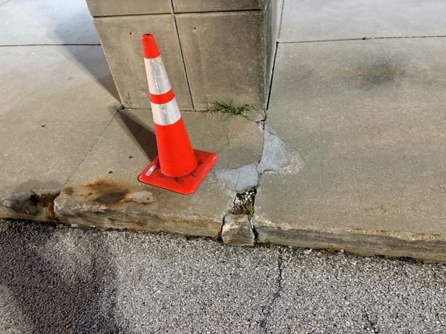 Before: Damaged building base skim coated