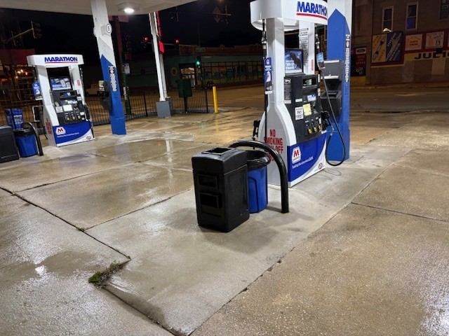 After: Fuel island concrete cleaned overnight
