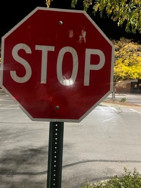 After: Stickers removed from a stop sign