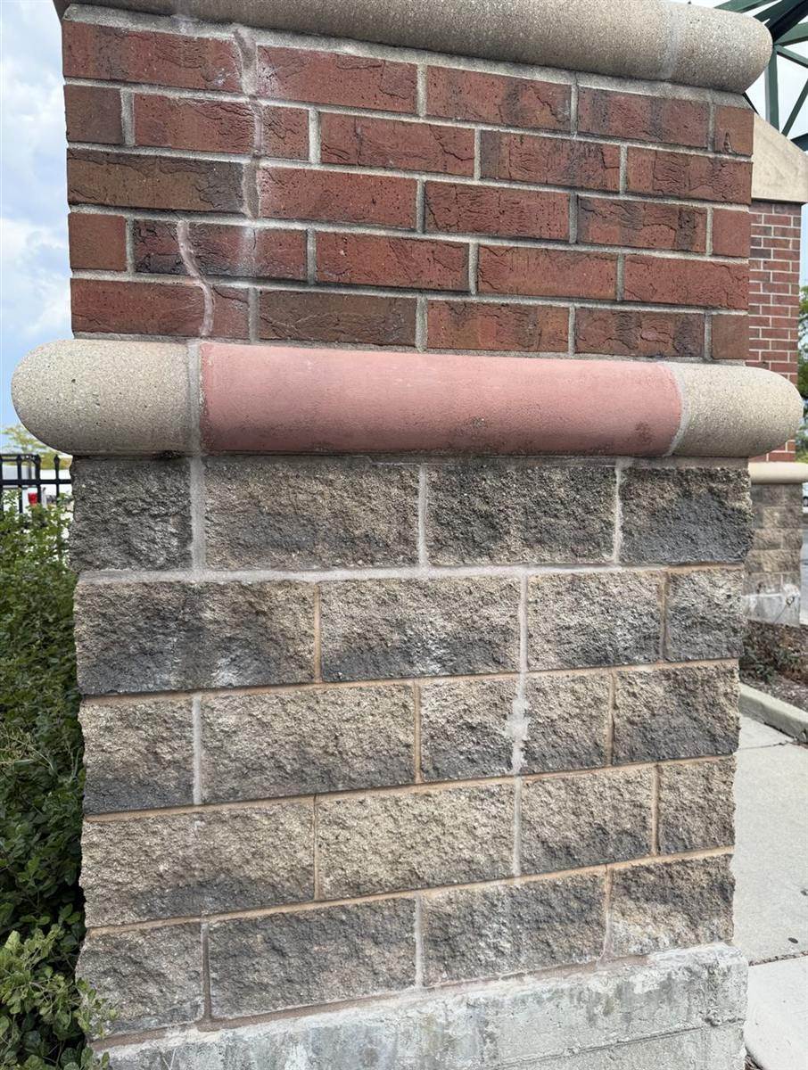 Stone cap and brick column repair
