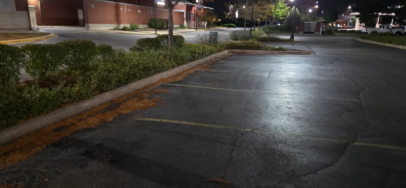 Before: Curb lines and drive lanes swept clean