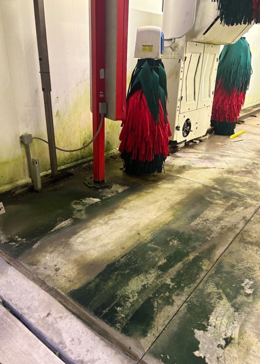 Before: Tunnel floor and walls cleaned