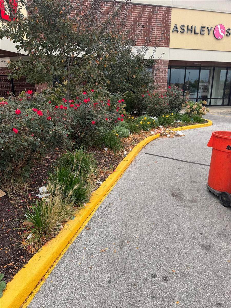 Before: Day porter: landscape bed and curb line cleaned up