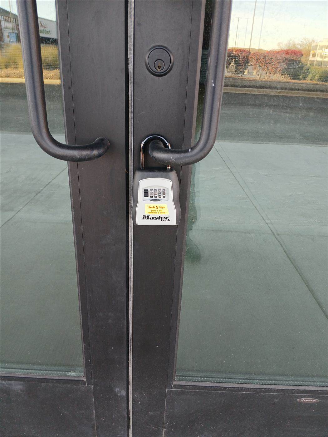 Lockbox installed on an entrance door