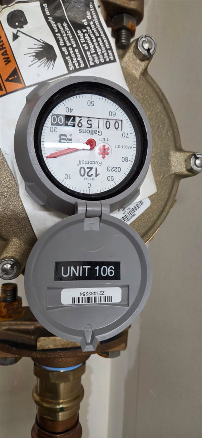 Unit water meter reading