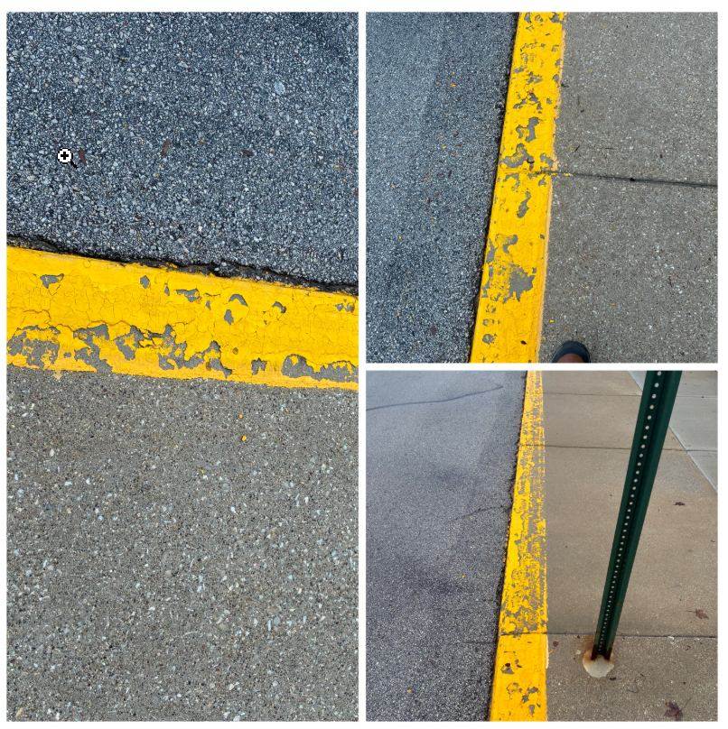 Before: Fire lane curb repainted