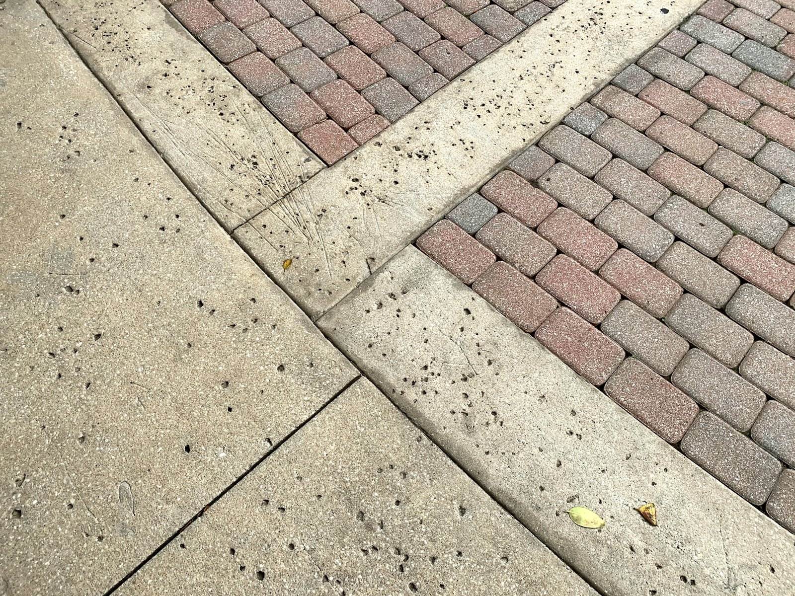 Brick columns shown before and after cleaning